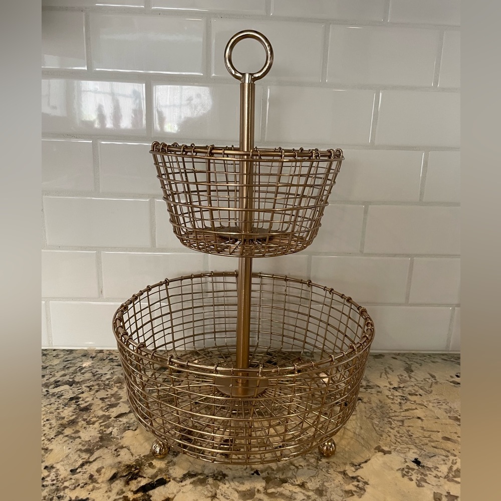 Crate & Barrel 2 Tier fruit basket